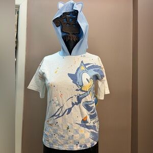 NWT Sonic the Hedgehog Graphic Tee Character Ears Hoodie Kids Size 10